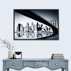Brooklyn Bridge Low Angle Skyline Reflection Wall Art