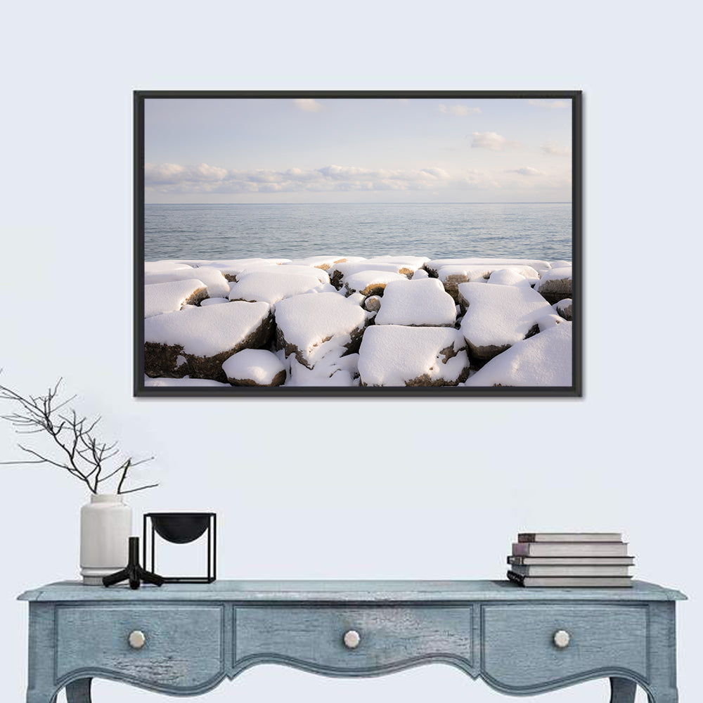 Lake Ontario Snowy Rocks Wall Art