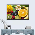 Vibrant Fresh Fruit Flat Lay Wall Art