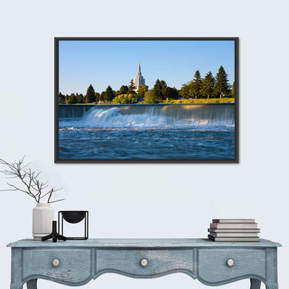 Idaho Falls Temple and Waterfall Wall Art
