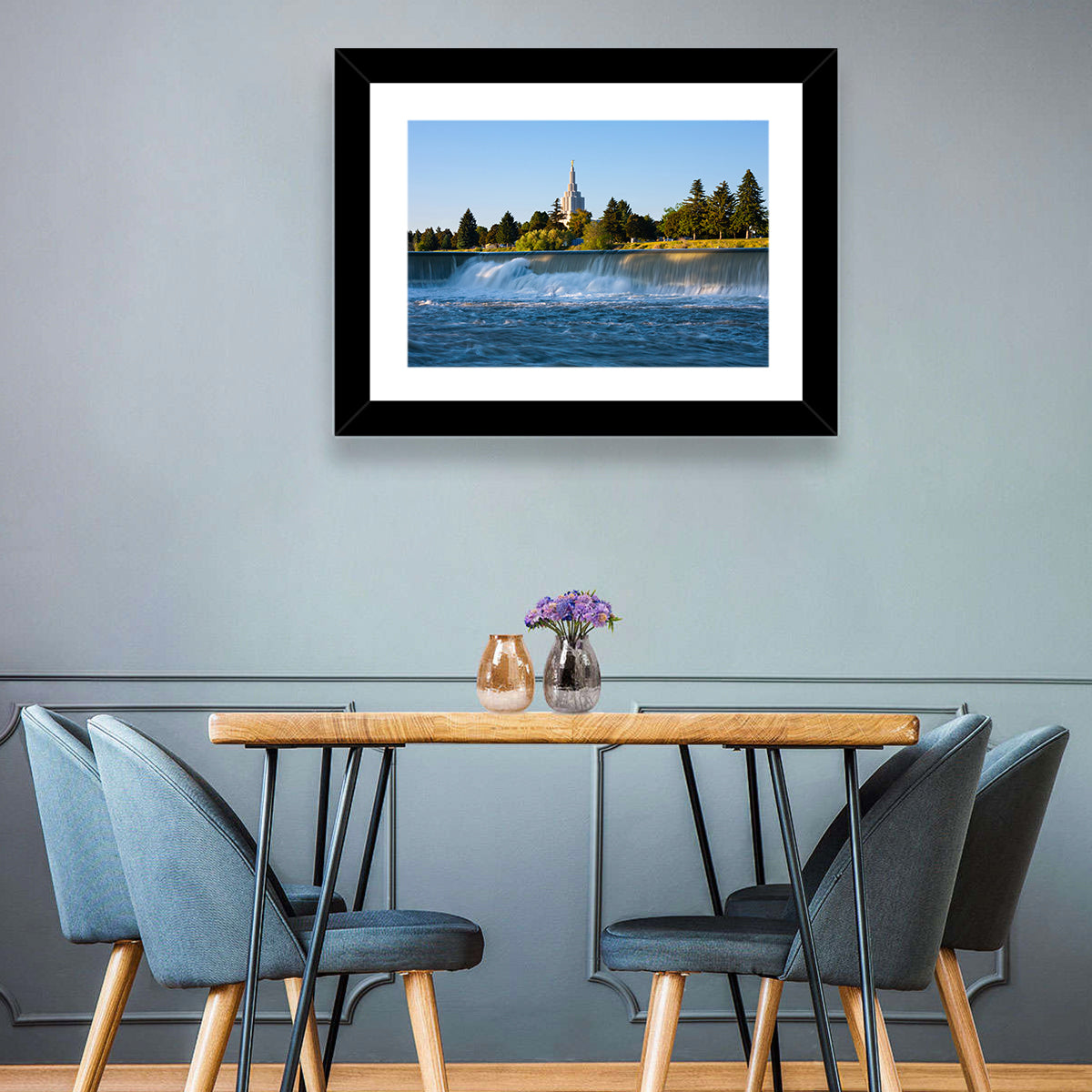 Idaho Falls Temple and Waterfall Wall Art