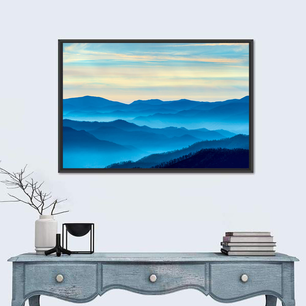 Smoky Mountain Layers at Dawn Wall Art in a room, landscape