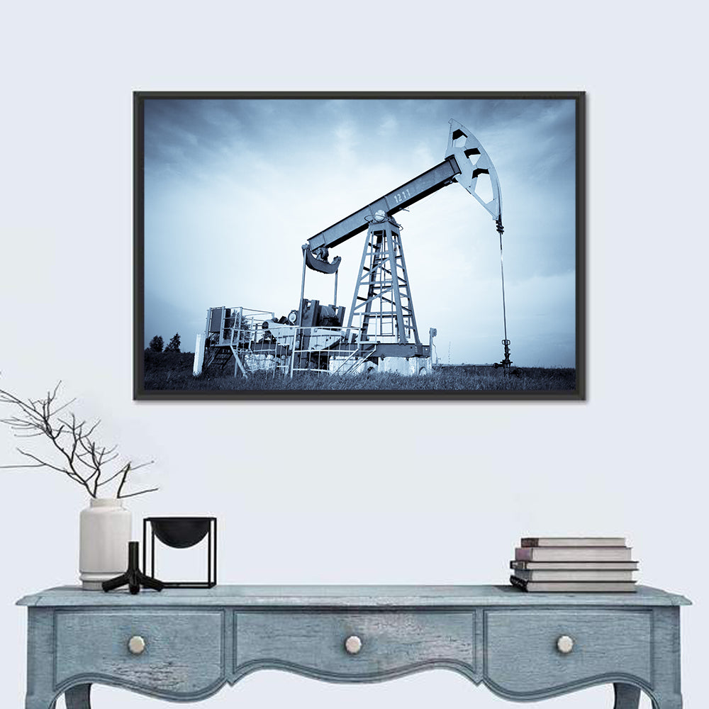 Oil Pump Jack 1211 Wall Art in a room, landscape