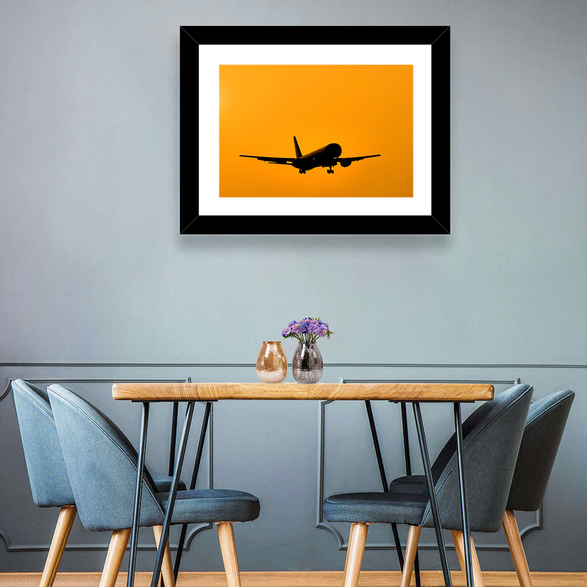 Golden Hour Airliner Silhouette Wall Art