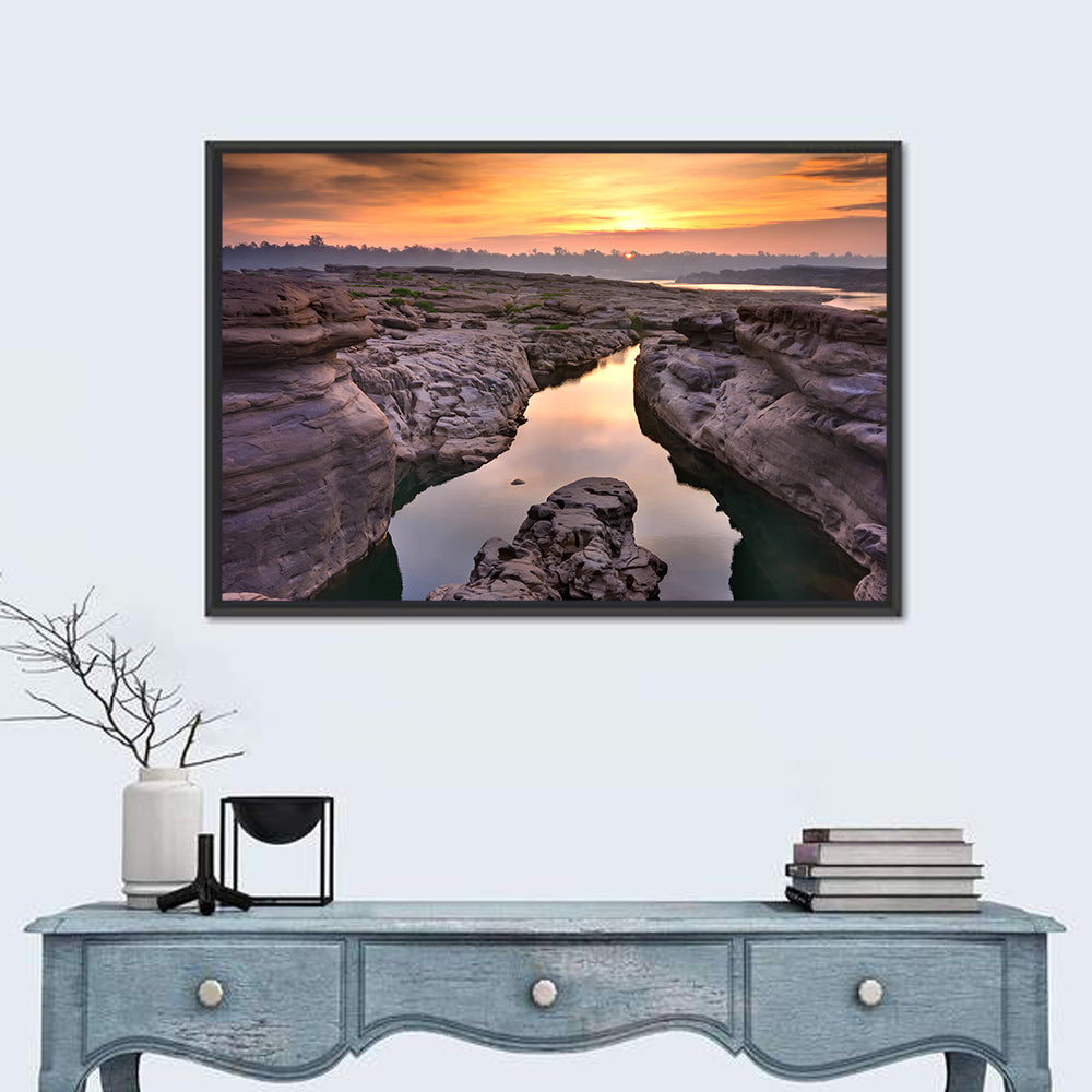 Sam Phan Bok Sunrise River Canyon Wall Art in a room, landscape