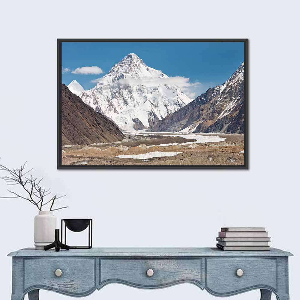 K2 Peak Karakoram Wall Art in a room, landscape
