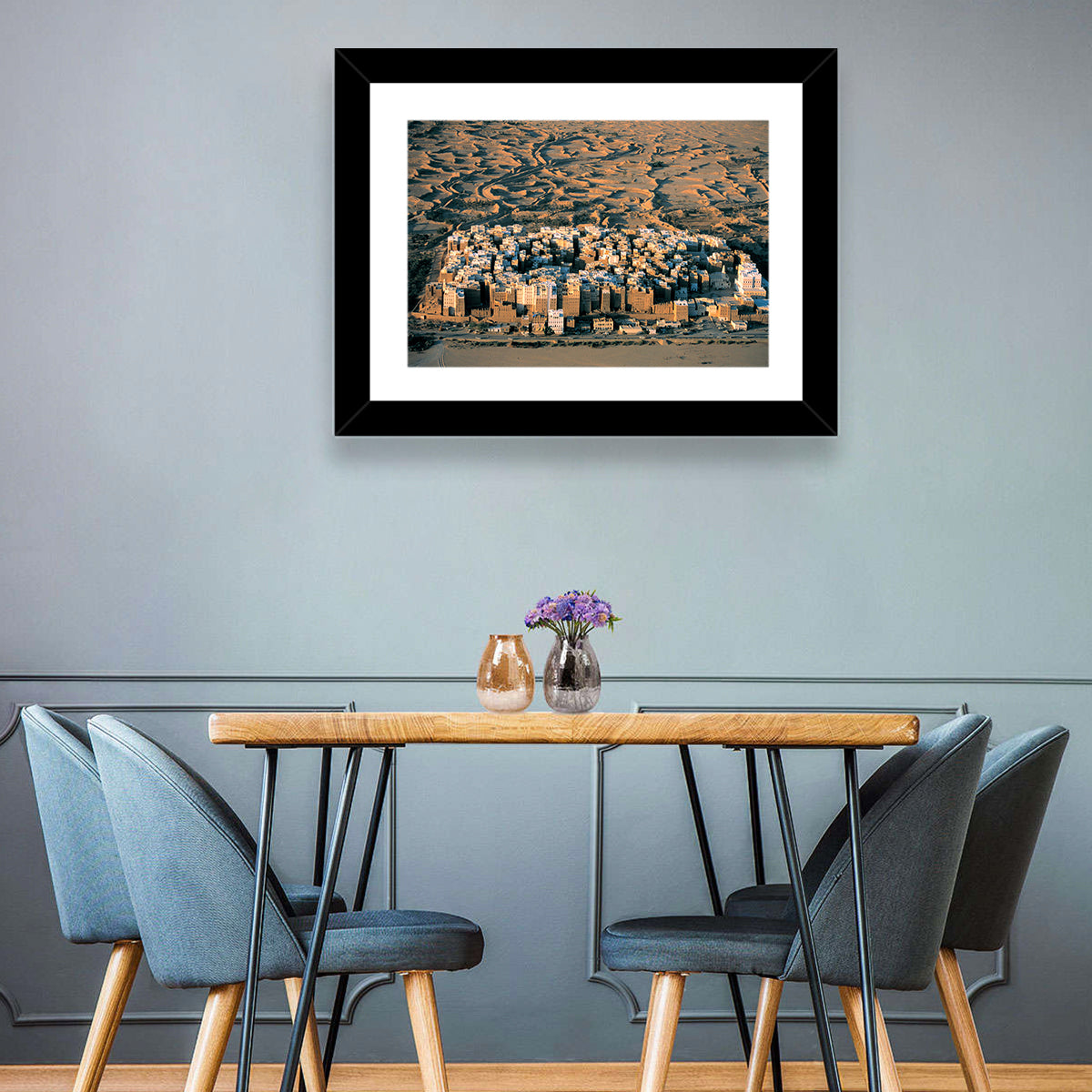 Shibam Mudbrick Cityscape Wall Art in a room, landscape