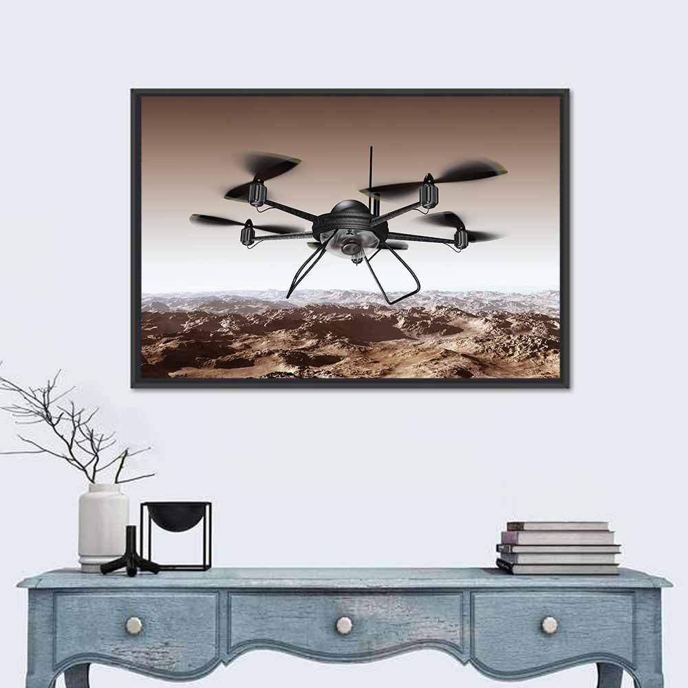 Spy Drone Over Arid Landscape Wall Art