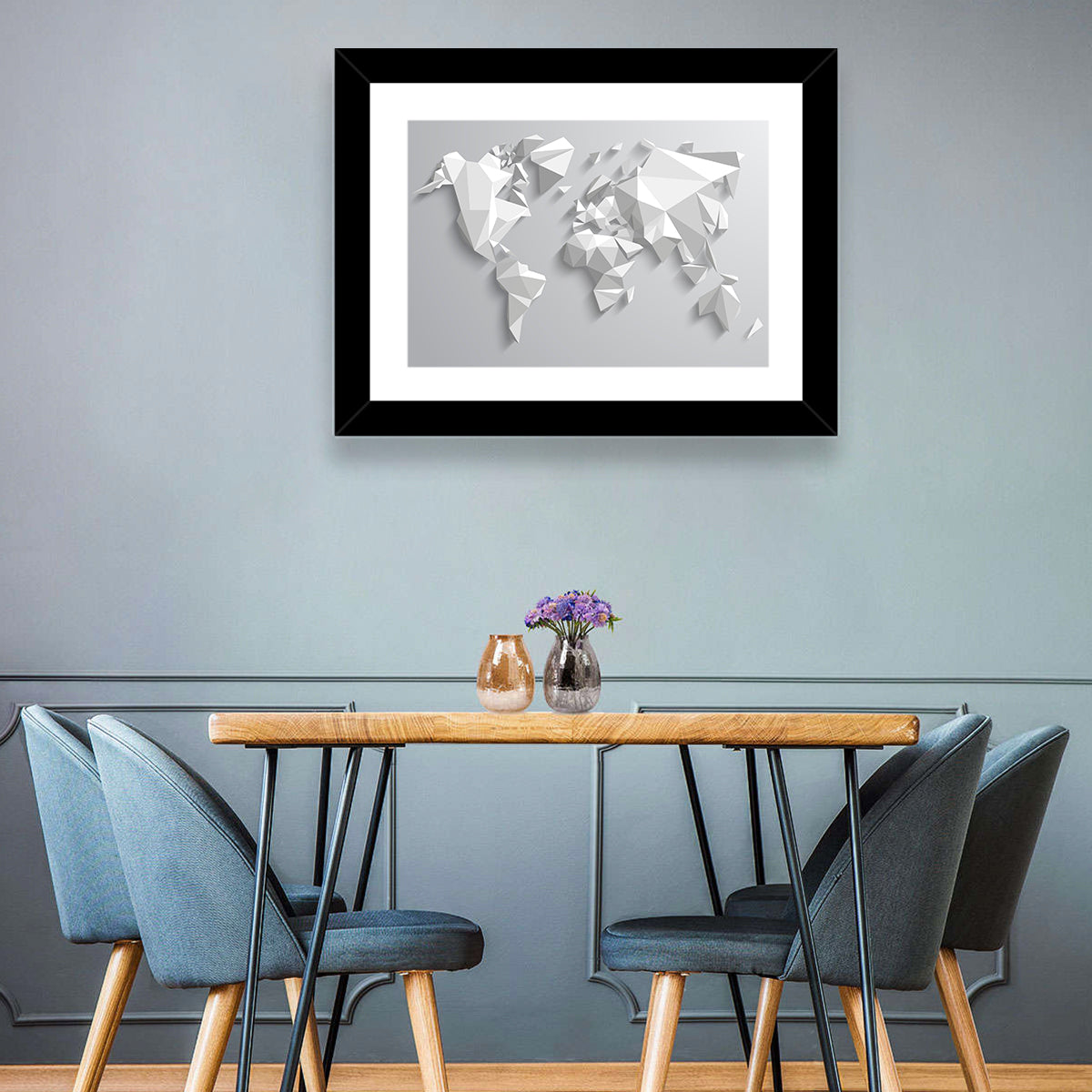Faceted Triangular World Map Wall Art