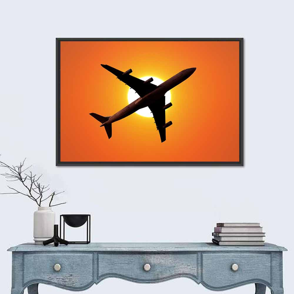 Sunrise Airplane Silhouette Wall Art