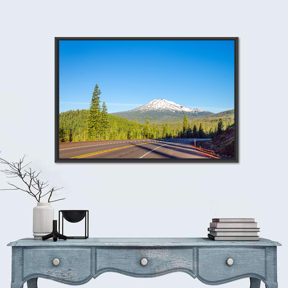 Highway to Mount Bachelor Wall Art in a room, landscape