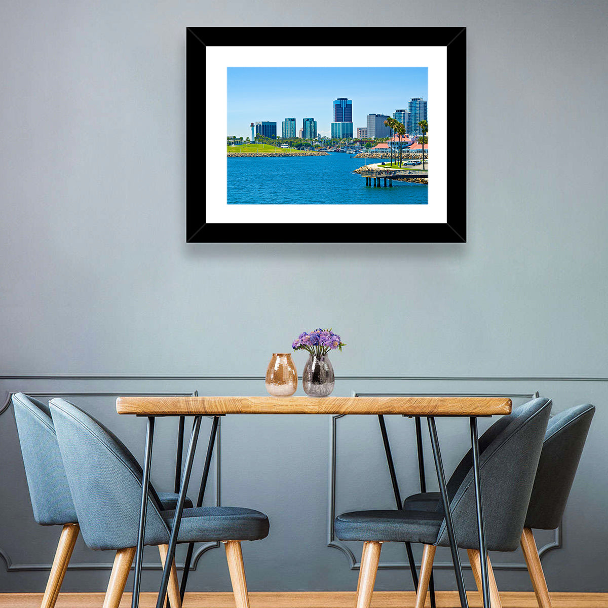 Long Beach Rainbow Harbor Skyline Wall Art