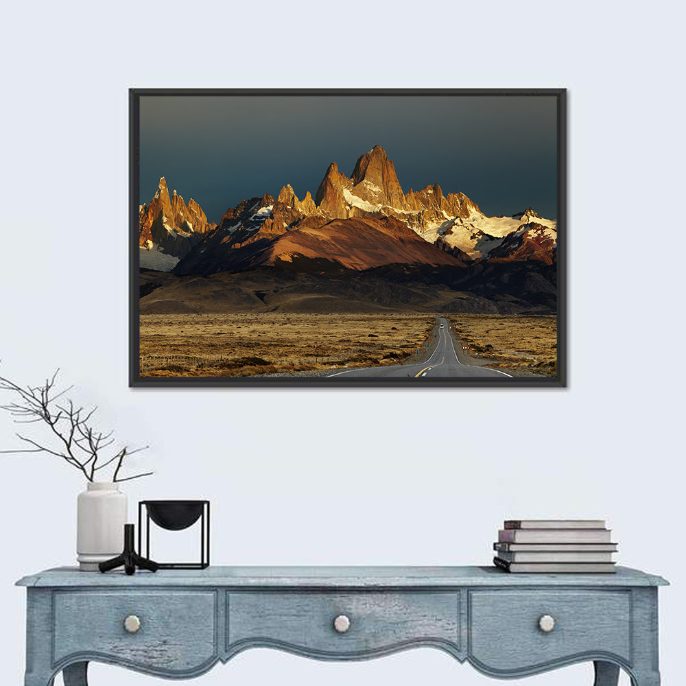 Mount Fitz Roy Sunrise Wall Art in a room, landscape