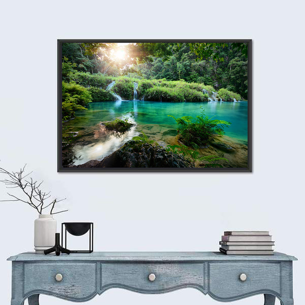 Semuc Champey Turquoise Pools Wall Art in a room, landscape