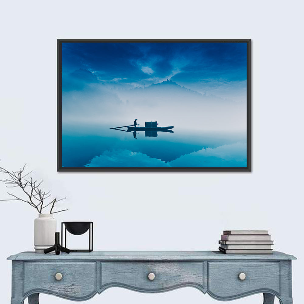Dongjiang Lake Morning Wall Art in a room, landscape