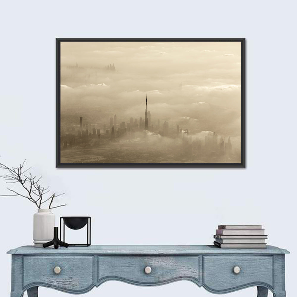 Dubai Haze Over Burj Khalifa Wall Art