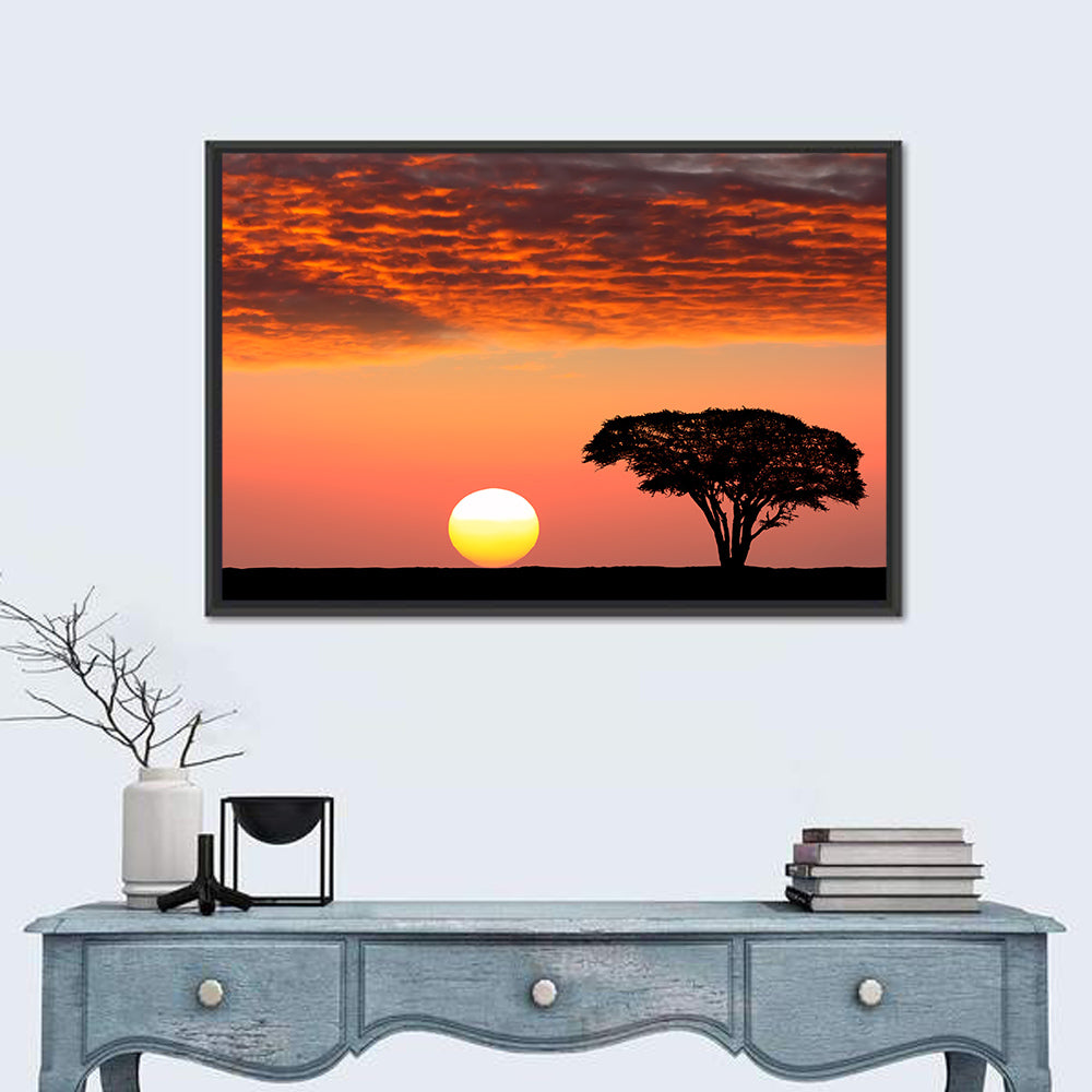 Serengeti Sunset Silhouette Wall Art
