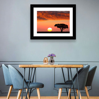 Serengeti Sunset Silhouette Wall Art