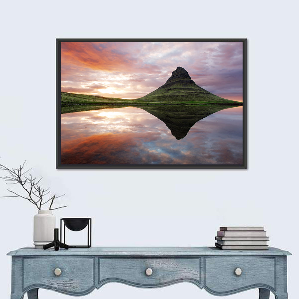 Kirkjufell Sunset Reflection Wall Art