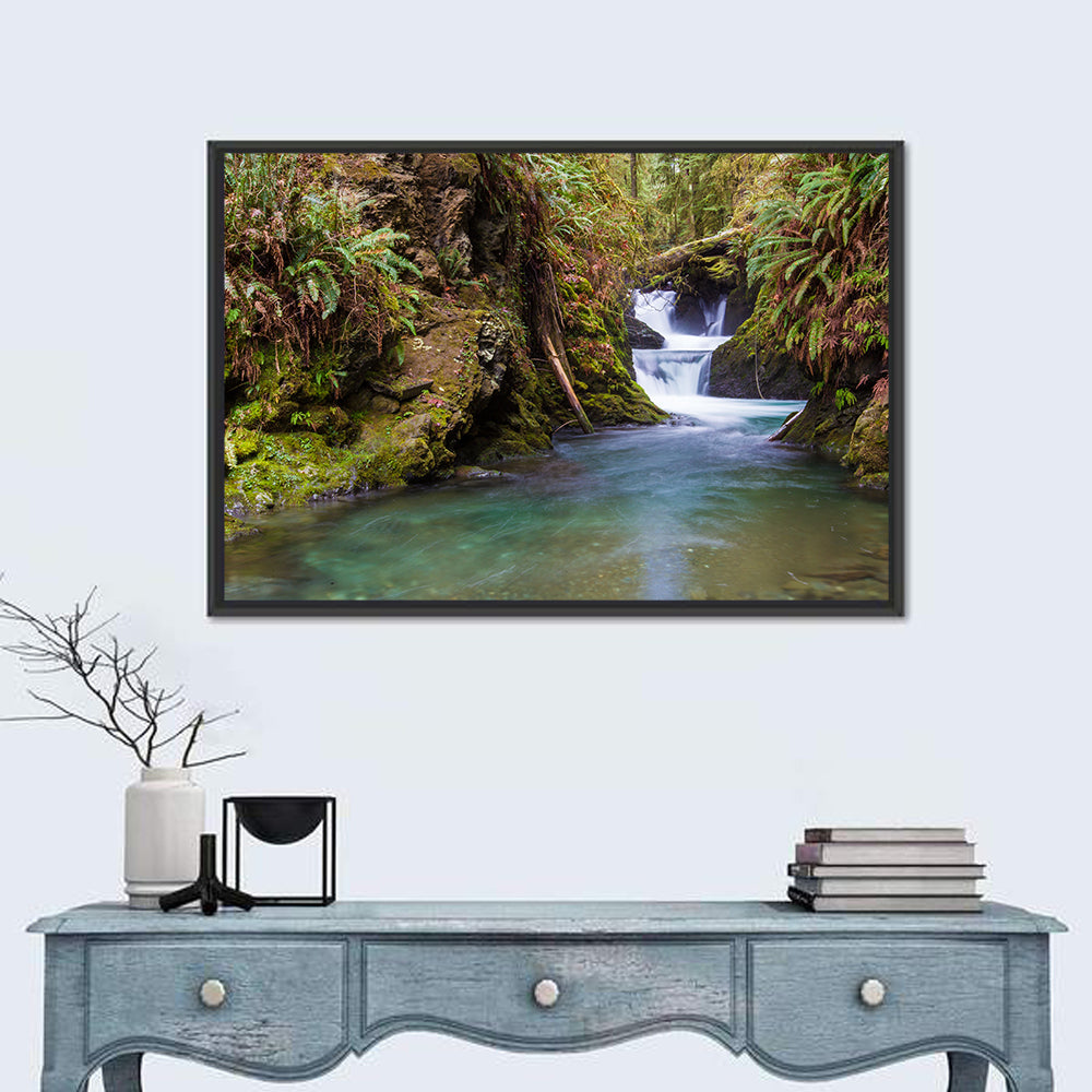 Willaby Creek Waterfall Wall Art in a room, landscape
