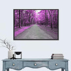 Magenta Autumn Forest Road Wall Art