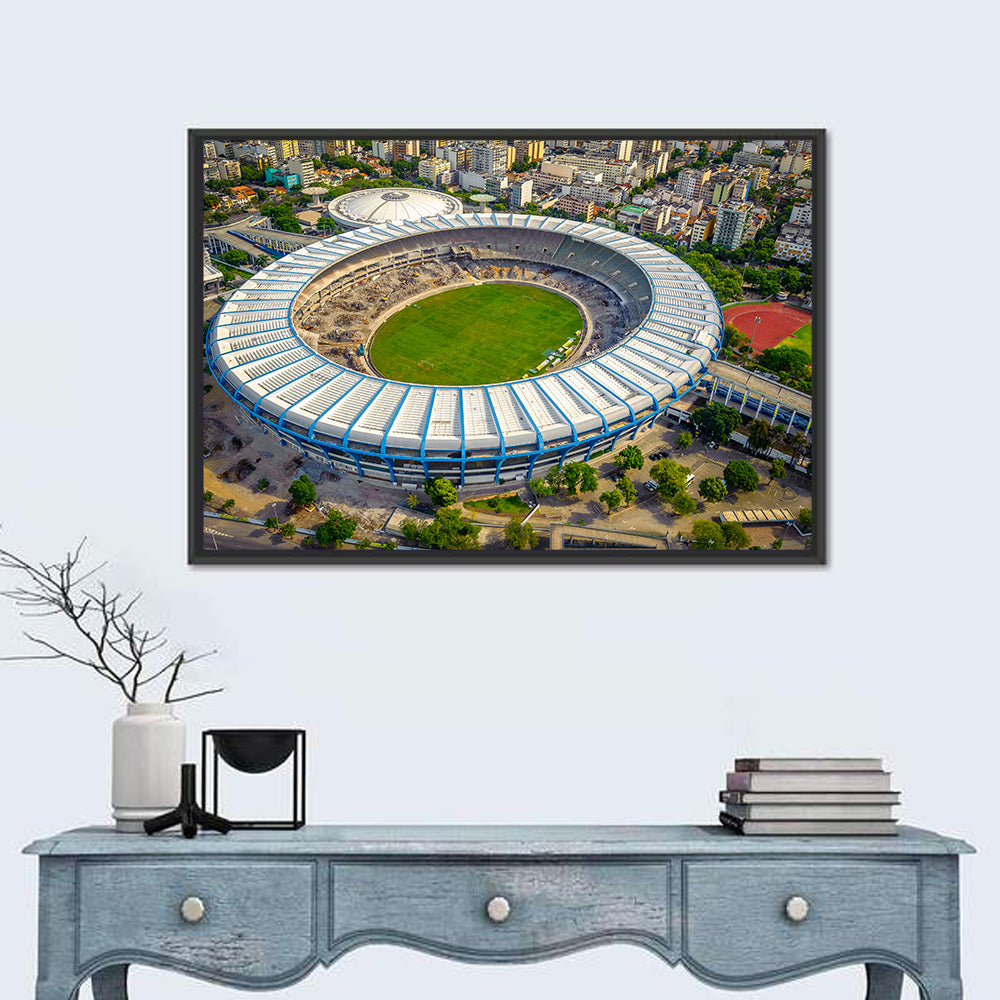 Maracanã Stadium Aerial View Wall Art in a room, landscape