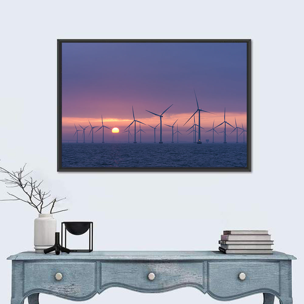Twilight Offshore Wind Farm Wall Art in a room, landscape