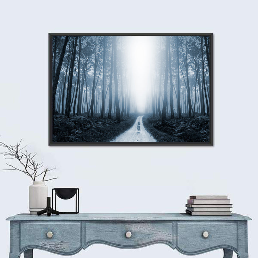 Misty Forest Road at Twilight Wall Art