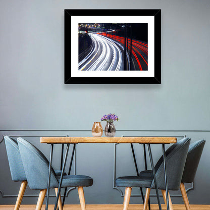 Night Highway Light Trails Wall Art