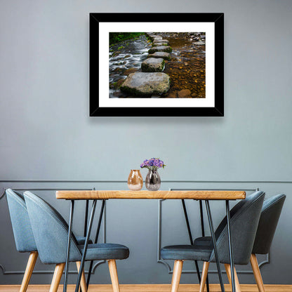Mossy Stepping Stones Over Stream Wall Art