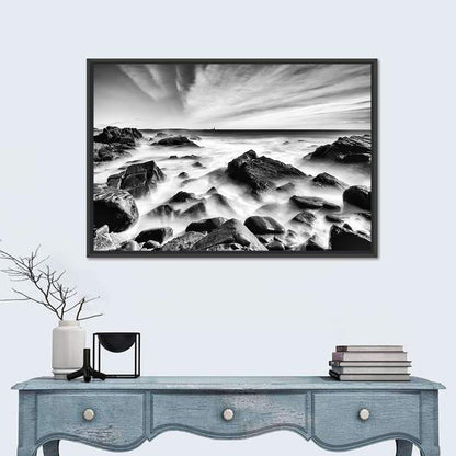 Maine Rocky Coast with Distant Lighthouse Wall Art