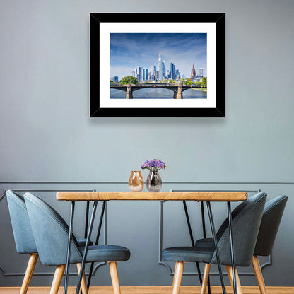 Frankfurt Skyline with Eiserner Steg Wall Art