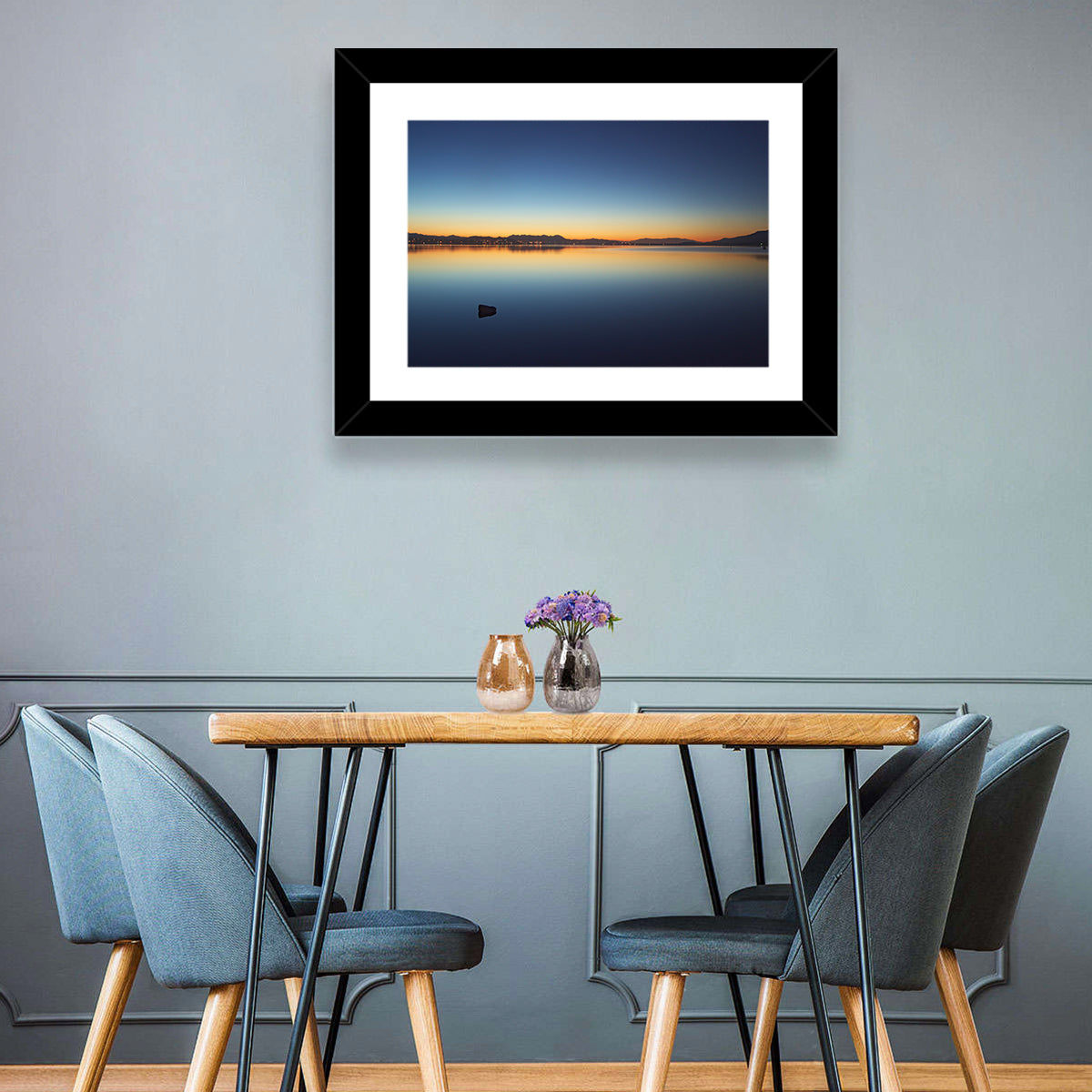 Lake Elsinore Sunset Wall Art in a room, landscape