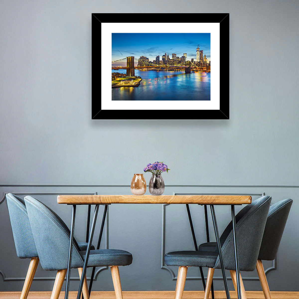 Brooklyn Bridge with Jane's Carousel Wall Art in a room, landscape