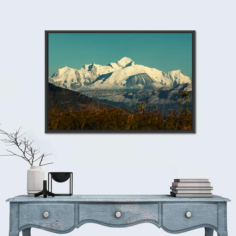 Snowy Mont Blanc Wall Art in a room, landscape