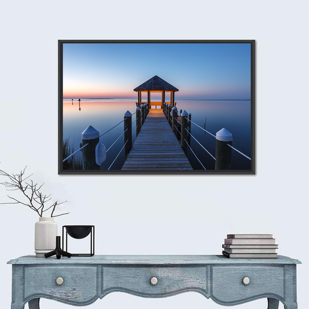 Pamlico Sound Twilight Gazebo Wall Art in a room, landscape