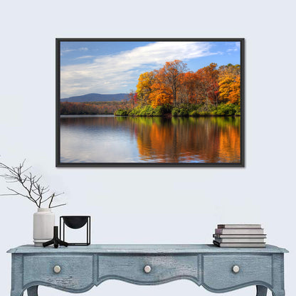 Autumn Lake with Mountain Reflection Wall Art