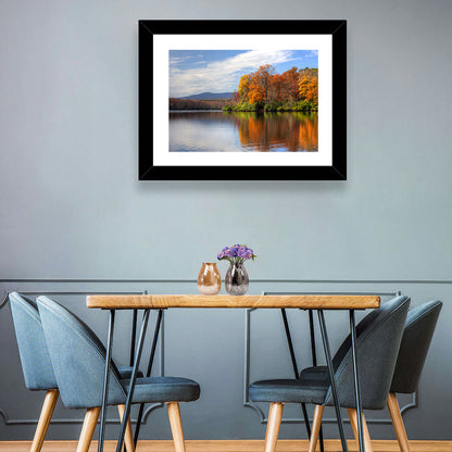 Autumn Lake with Mountain Reflection Wall Art