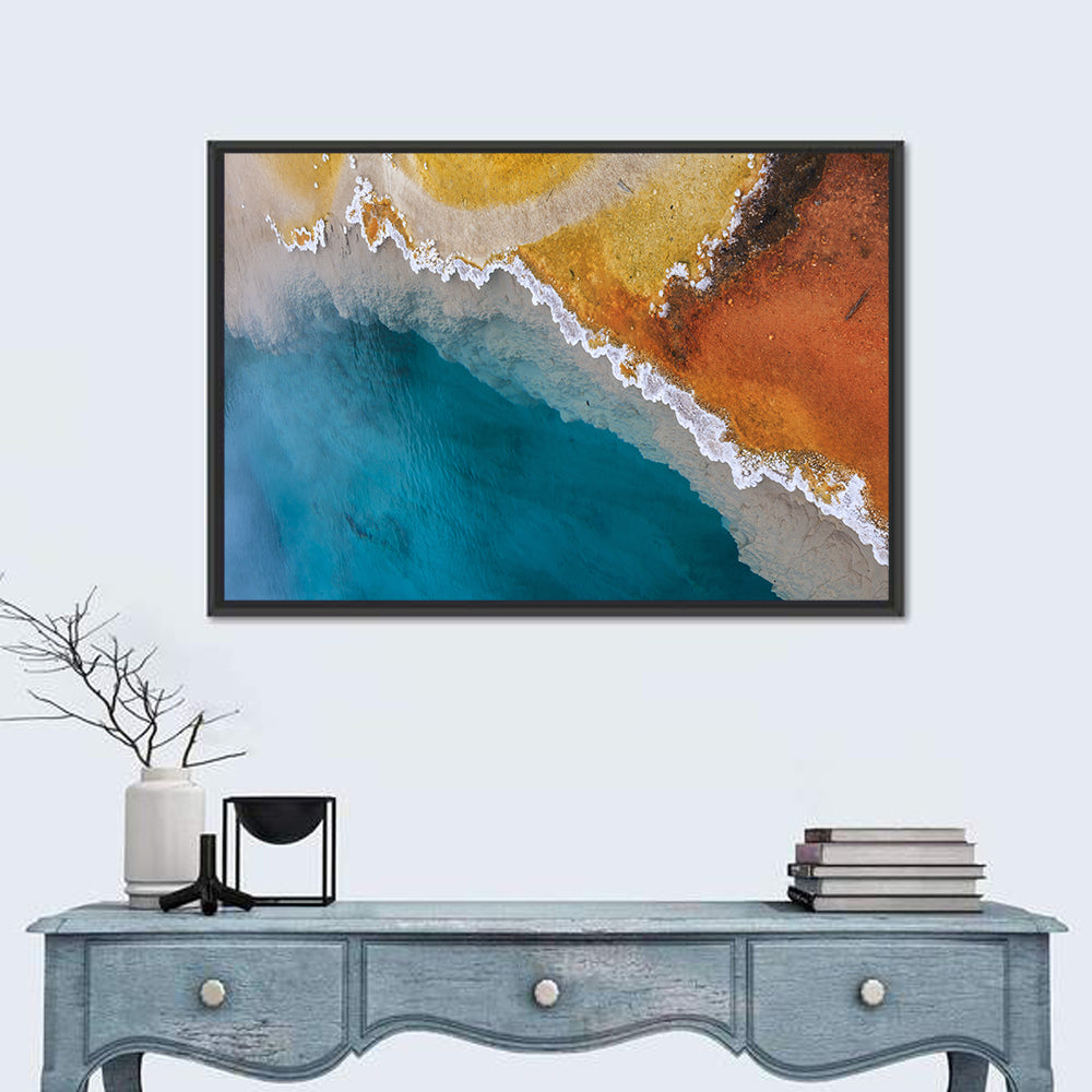 Grand Prismatic Spring Color Gradient Wall Art in a room, landscape