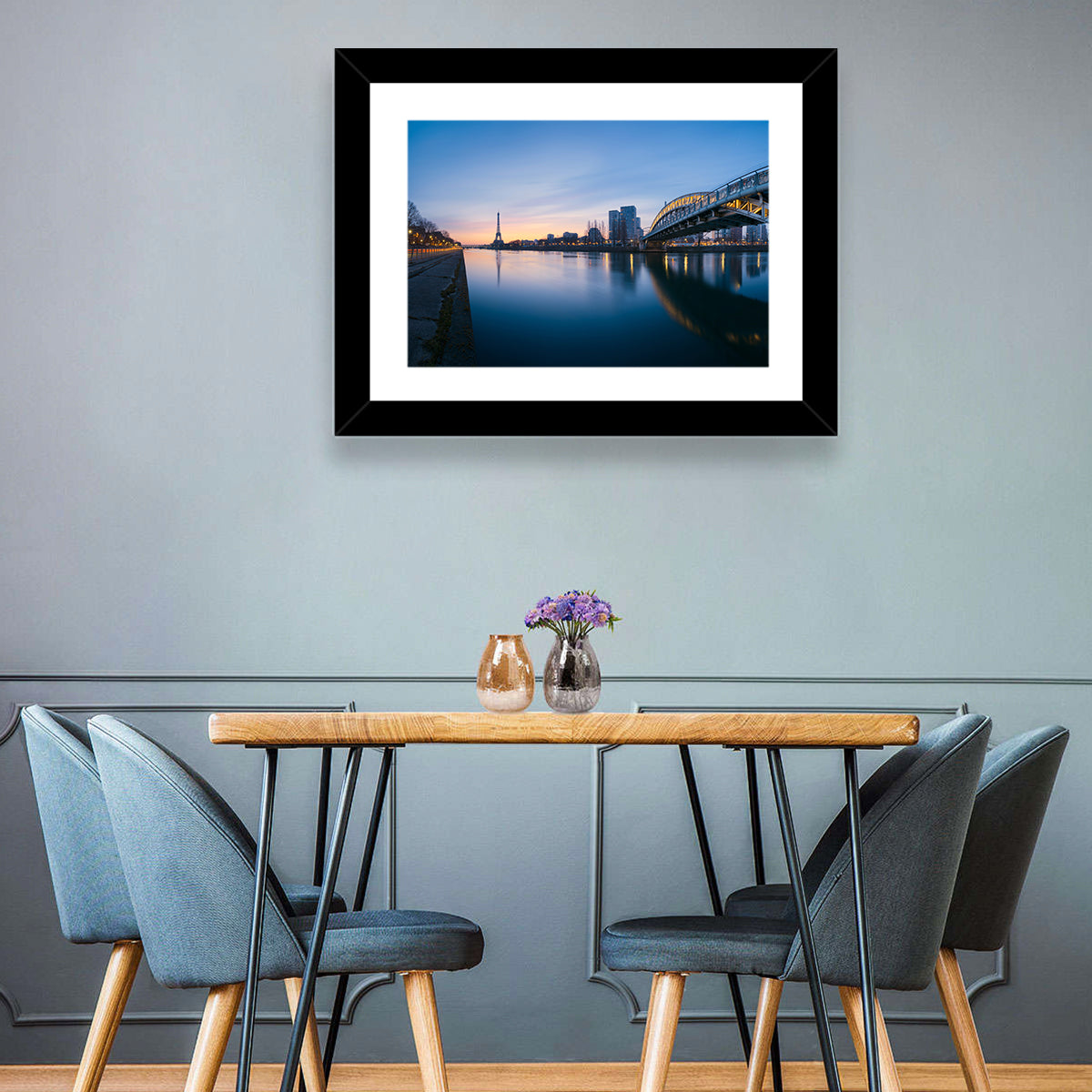 Eiffel Tower Golden Hour Reflection Wall Art