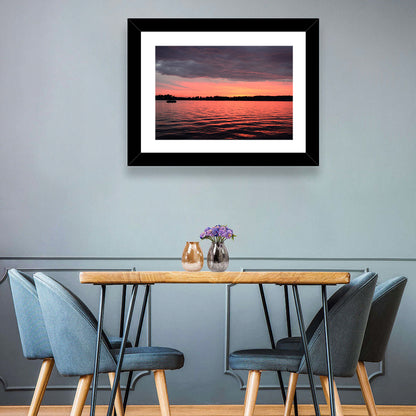 Lake James Sunset with Boat Wall Art