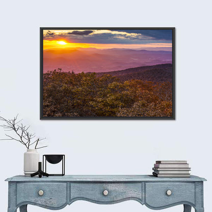 Blue Ridge Sunset Over Autumn Ridges Wall Art