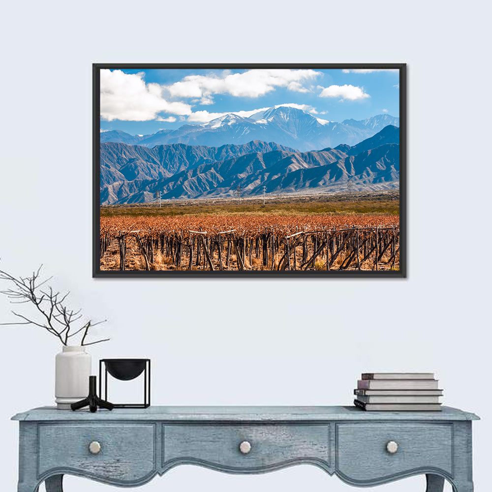 Vineyard Below Aconcagua Wall Art in a room, landscape