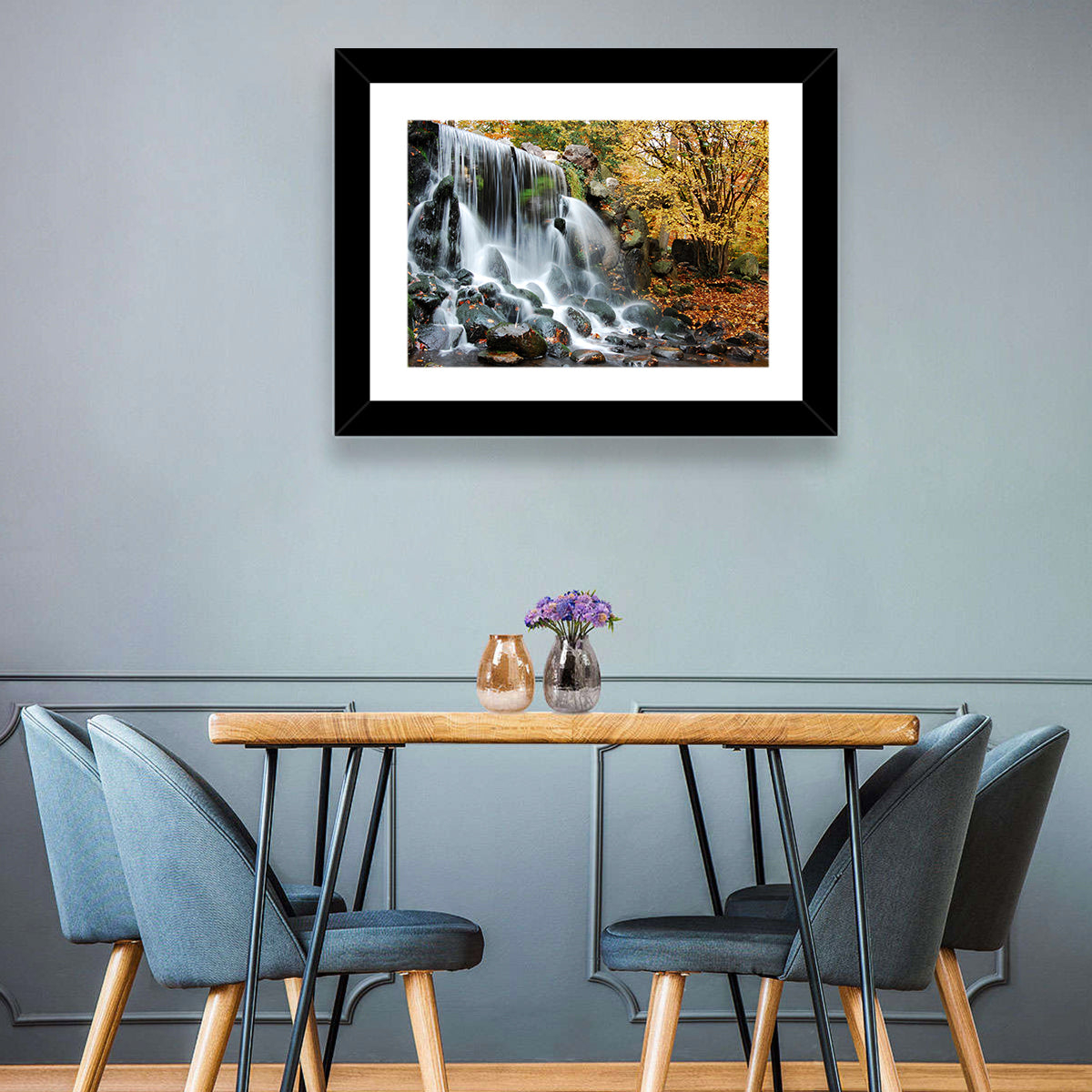 Autumn Waterfall at Sonsbeek Park Wall Art in a room, landscape