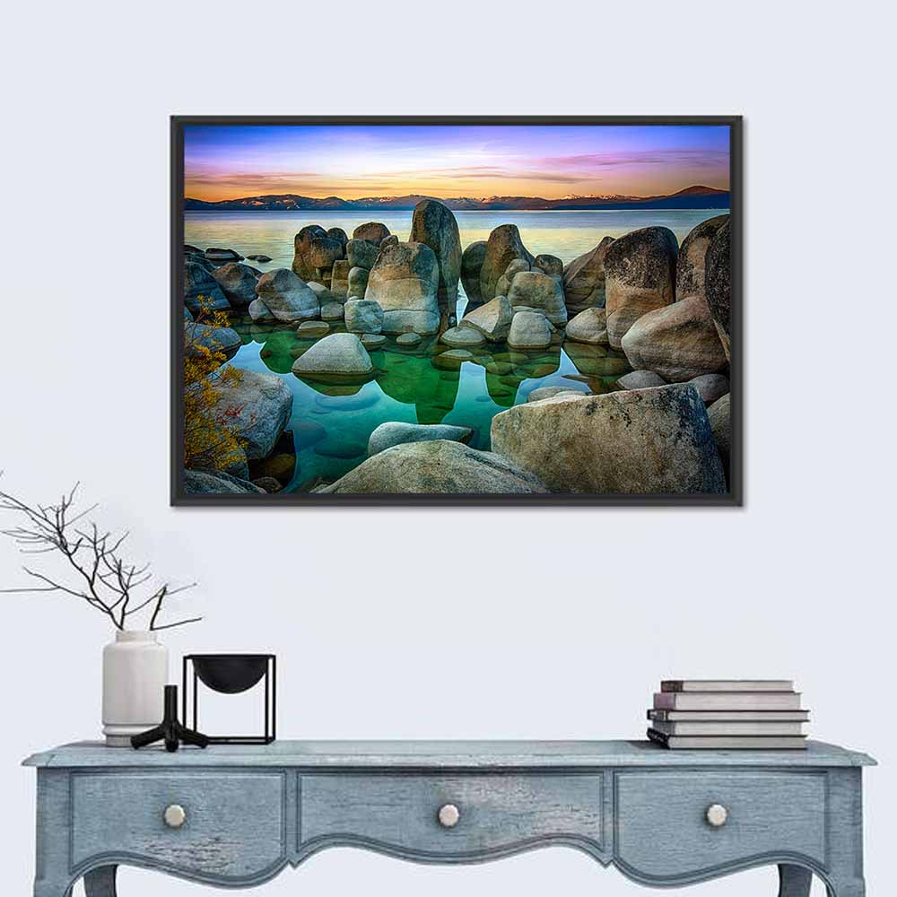Lake Tahoe Rocky Shoreline at Dusk Wall Art