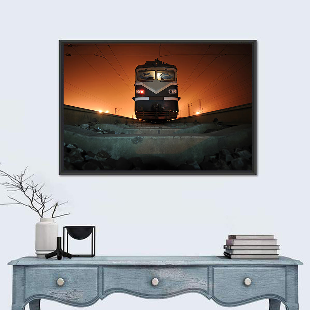 Cinematic Night Electric Locomotive Wall Art