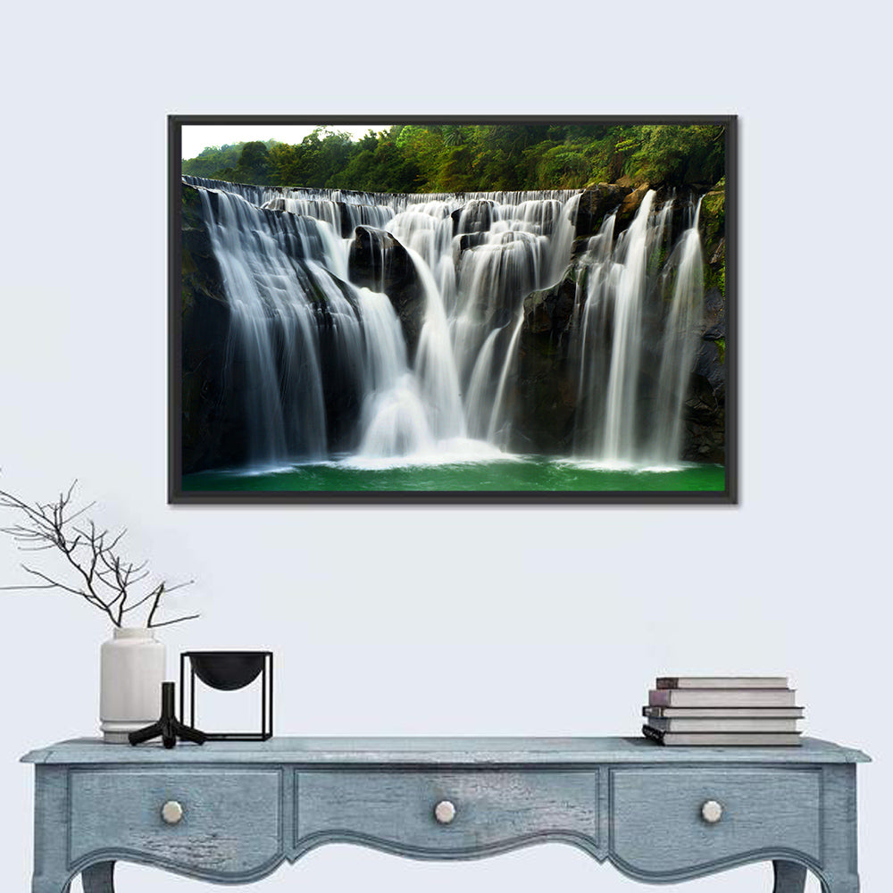 Shifen Waterfall Wall Art in a room, landscape