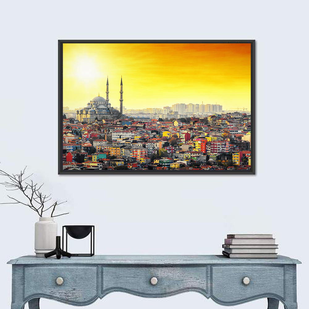 Fatih Mosque at Sunset Wall Art in a room, landscape