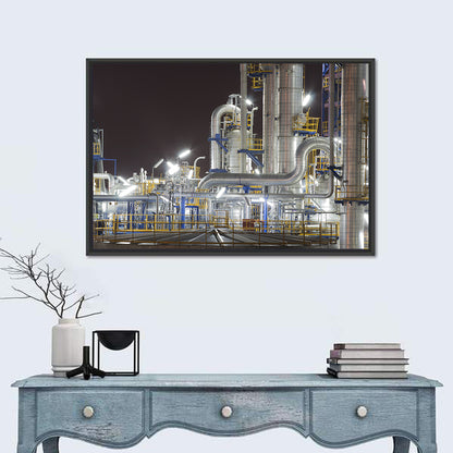 Night Refinery Pipes and Towers Wall Art