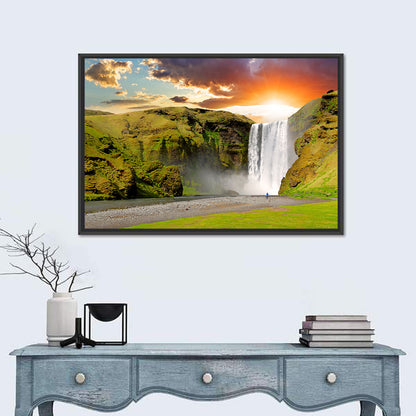 Skógafoss at Sunset Wall Art